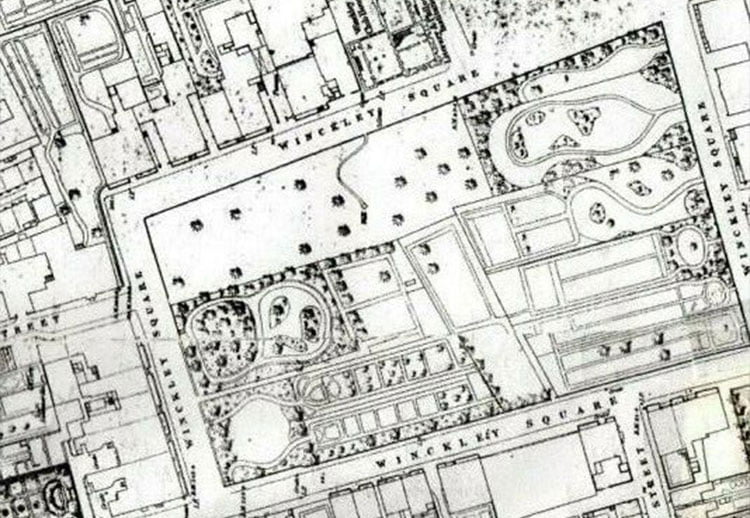 Winckley Square: Extract from OS Map 1849