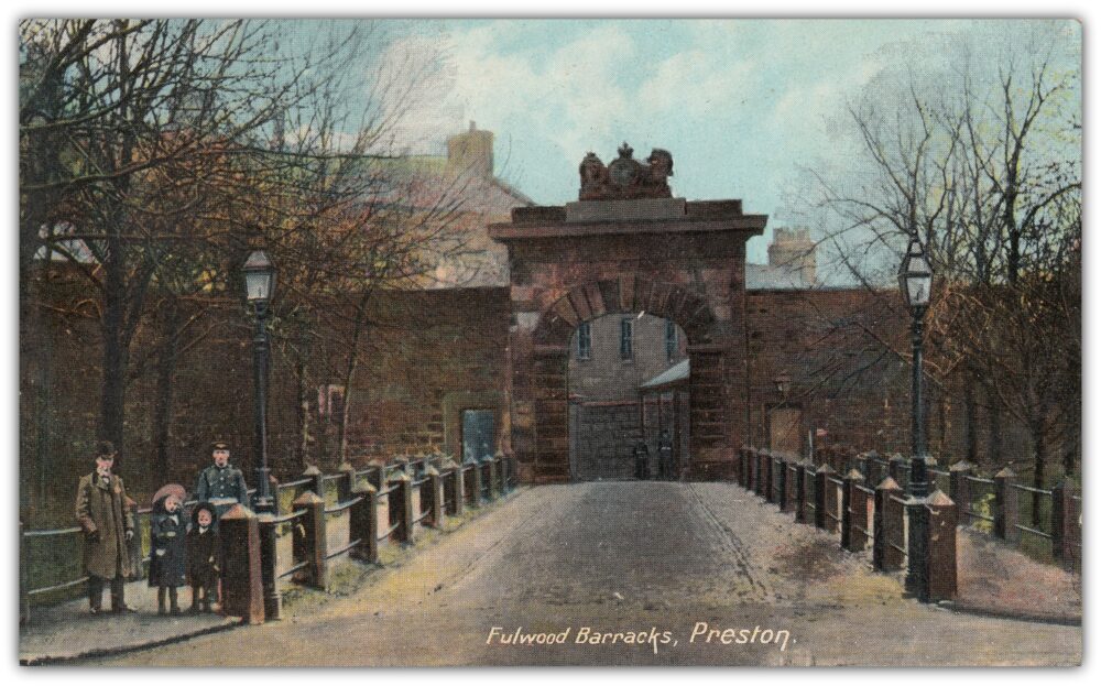 The Barracks’ entrance – early printed postcard: Preston Digital Archive